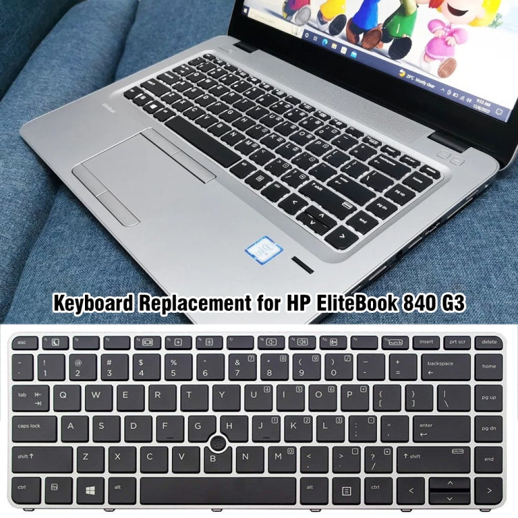 Fingerless US Version Laptop Backlight Keyboard, For HP EliteBook 840 G3