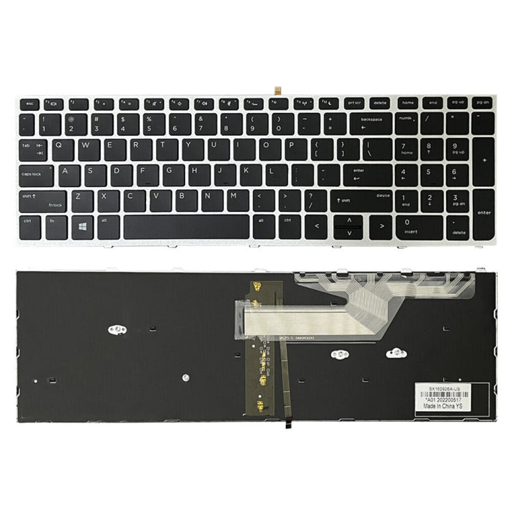 Silver Frame US Version Laptop Backlight Keyboard, For HP ProBook 650 G4