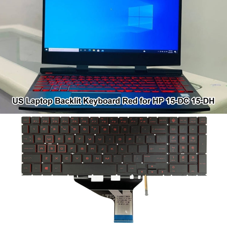 Red US Version Laptop Backlight Keyboard, For HP 15-DC / 15-DH