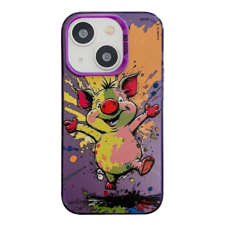 Animal Pattern Oil Painting Series PC + TPU Phone Case, For iPhone 15 Plus, For iPhone 15, For iPhone 14 Plus