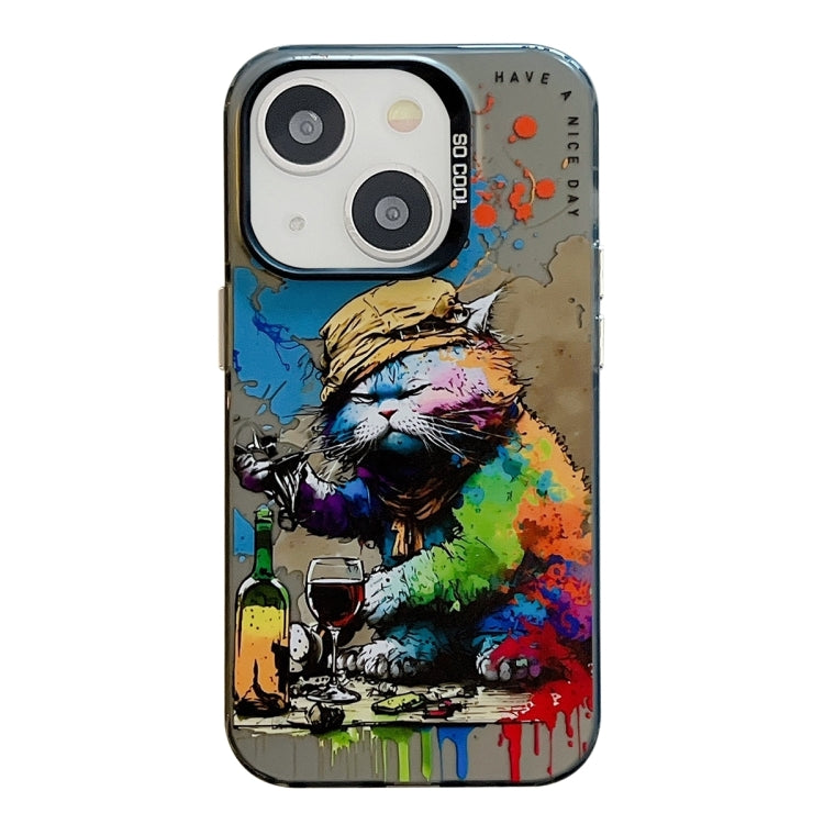 Animal Pattern Oil Painting Series PC + TPU Phone Case, For iPhone 15 Plus, For iPhone 15, For iPhone 14 Plus