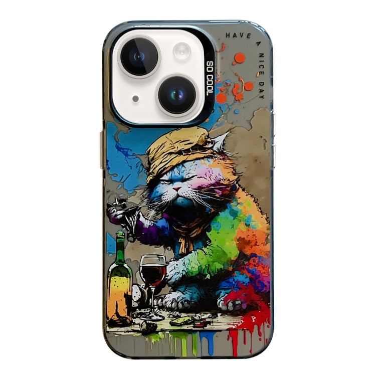 Animal Pattern Oil Painting Series PC + TPU Phone Case, For iPhone 15 Plus, For iPhone 15, For iPhone 14 Plus