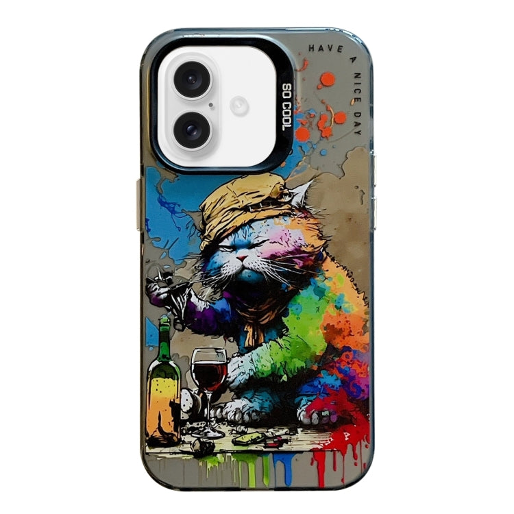 Animal Pattern Oil Painting Series PC + TPU Phone Case, For iPhone 16, For iPhone 15 Pro Max, For iPhone 15 Pro