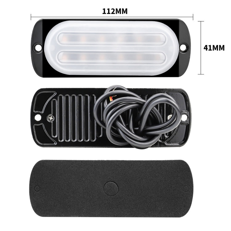 DC12V-24V / 36W Car Truck Emergency Strobe Flash Warning Light 12LEDs Ultra-thin Side Lights, 12LEDs(Red)