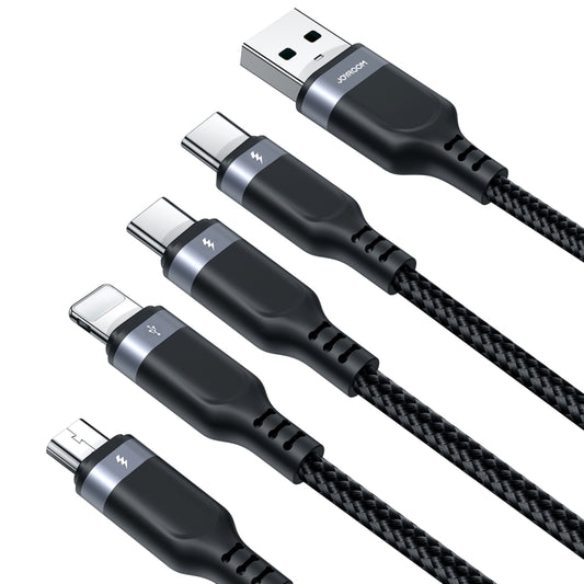 JOYROOM A18 3.5A USB to 8 Pin+Dual USB-C/Type-C+Micro USB 4 in 1 Data Cable, Length: 1.2m, USB to 8 Pin+Dual Type-C+Micro USB