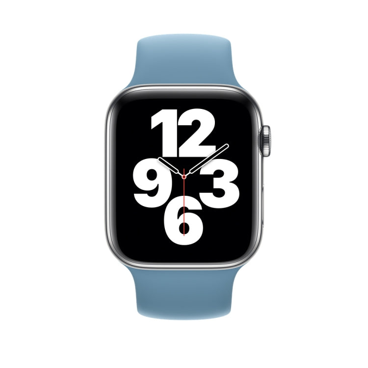 For Apple Watch Series 8&7 41mm / SE 2&6&SE&5&4 40mm / 3&2&1 38mm Solid Color Elastic Silicone Watch Band, Size:M 143mm (Aqua Blue), Size:M 143mm