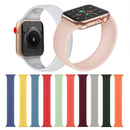 For Apple Watch Series 5 & 4 40mm / 3 & 2 & 1 38mm Solid Color Elastic Silicone Replacement Wrist Strap Watchband, Size:S 130mm, S 130mm, M 143mm, L 156mm