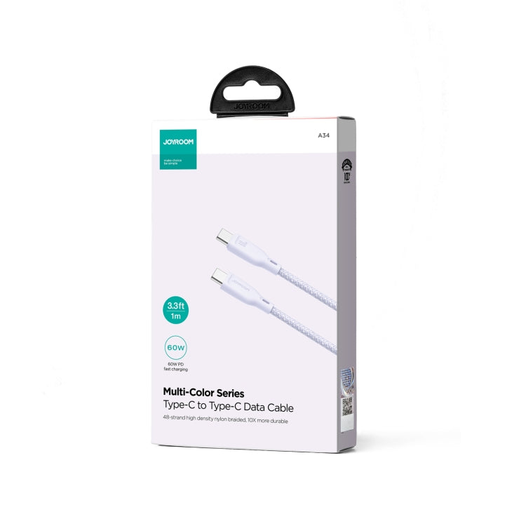 JOYROOM SA34-CC3 60W USB-C/Type-C to USB-C/Type-C Fast Charge Data Cable, Length: 1m, Type-C to Type-C