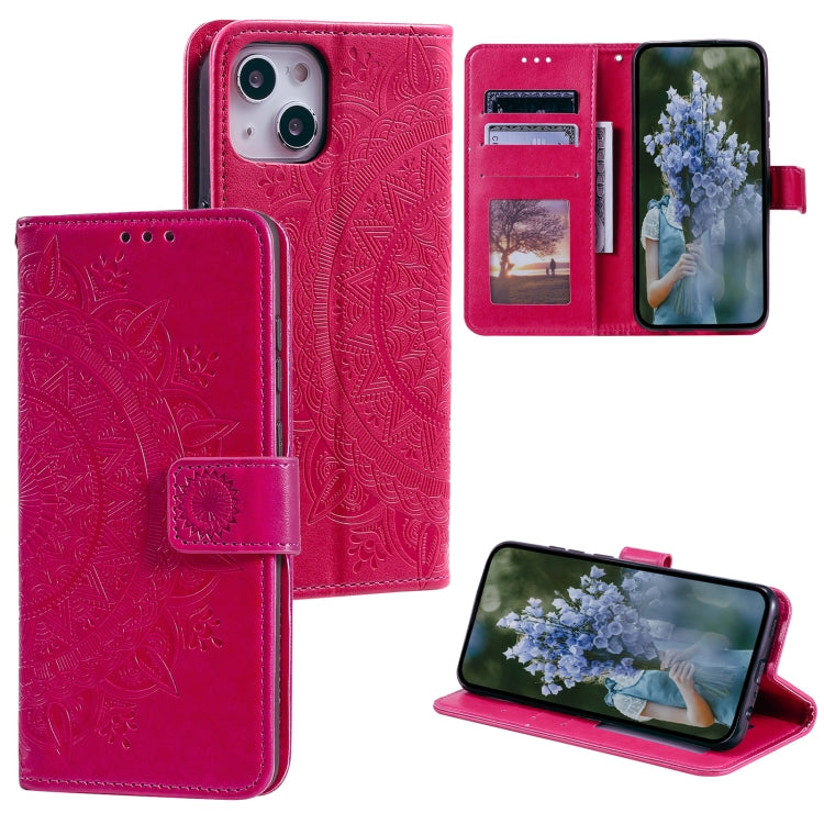 Totem Flower Embossed Leather Phone Case, For iPhone 16 Pro Max, For iPhone 16 Pro, For iPhone 16 Plus, For iPhone 16, For iPhone 15 Pro Max, For iPhone 15 Pro, For iPhone 15 Plus, For iPhone 15