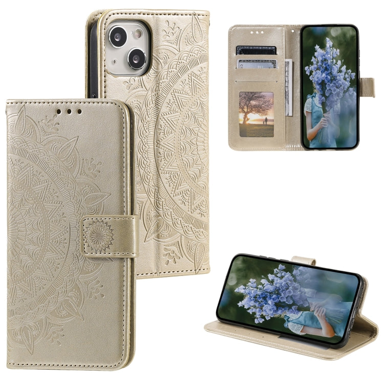 Totem Flower Embossed Leather Phone Case, For iPhone 16 Pro Max, For iPhone 16 Pro, For iPhone 16 Plus, For iPhone 16, For iPhone 15 Pro Max, For iPhone 15 Pro, For iPhone 15 Plus, For iPhone 15