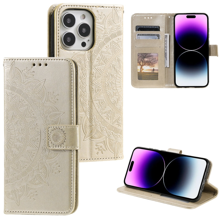 Totem Flower Embossed Leather Phone Case, For iPhone 16 Pro Max, For iPhone 16 Pro, For iPhone 16 Plus, For iPhone 16, For iPhone 15 Pro Max, For iPhone 15 Pro, For iPhone 15 Plus, For iPhone 15