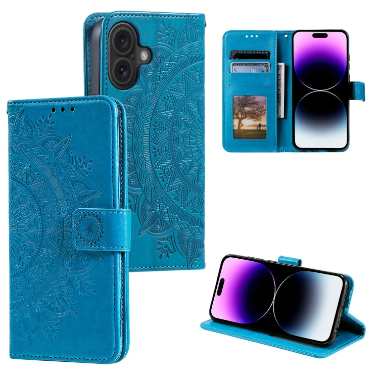Totem Flower Embossed Leather Phone Case, For iPhone 16 Pro Max, For iPhone 16 Pro, For iPhone 16 Plus, For iPhone 16, For iPhone 15 Pro Max, For iPhone 15 Pro, For iPhone 15 Plus, For iPhone 15