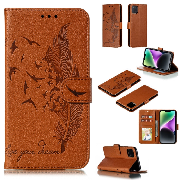 Feather Pattern Litchi Texture Leather Phone Case, For iPhone 18 Pro / 17 Pro, For iPhone 18 Pro Max / 17 Pro Max, For iPhone 17, For iPhone 17 Air, For iPhone 15 Pro Max, For iPhone 15 Pro, For iPhone 15 Plus, For iPhone 15