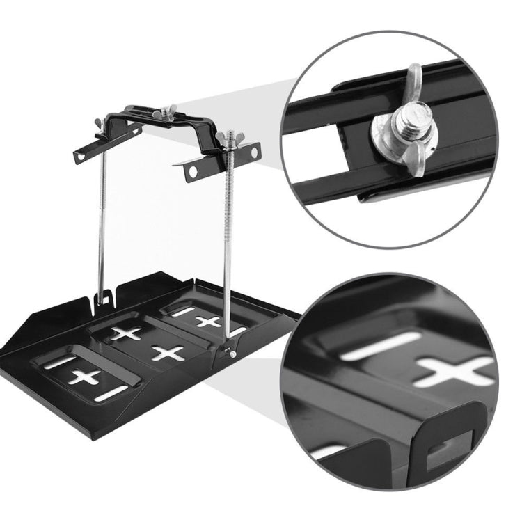 Car Universal Battery Bracket Adjustable Battery Fixed Holder + Base Tray, 28.5cm Base + 19cm Bracket, 28.5cm Base + 23cm Bracket, 28.5cm Base + 27cm Bracket, 34.5cm Base + 19cm Bracket, 34.5cm Base + 23cm Bracket, 34.5cm Base + 27cm Bracket