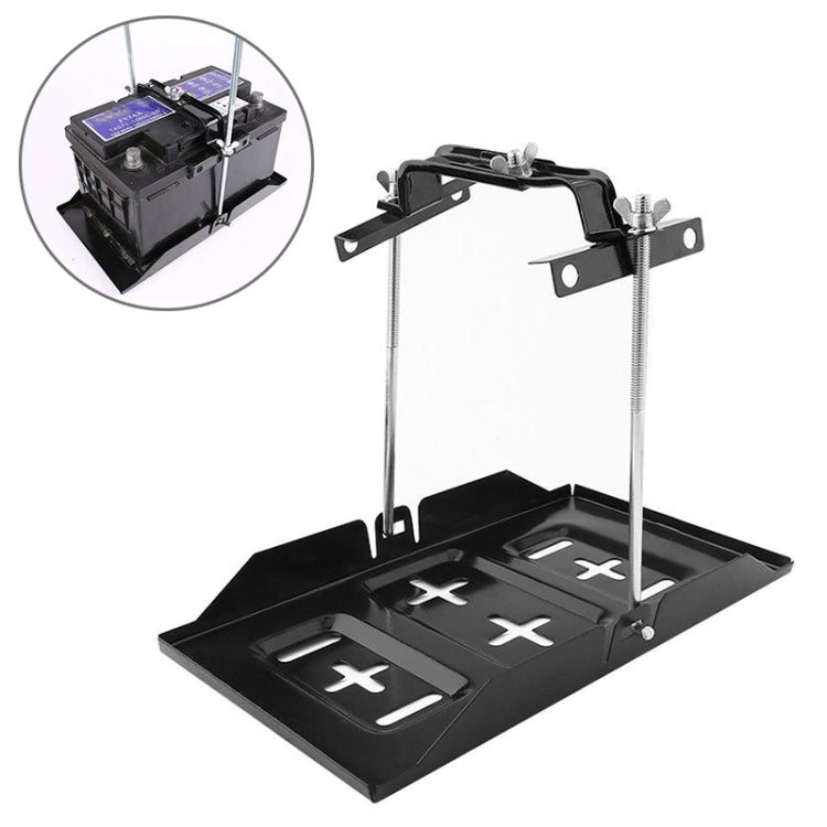 Car Universal Battery Bracket Adjustable Battery Fixed Holder + Base Tray, 28.5cm Base + 19cm Bracket, 28.5cm Base + 23cm Bracket, 28.5cm Base + 27cm Bracket, 34.5cm Base + 19cm Bracket, 34.5cm Base + 23cm Bracket, 34.5cm Base + 27cm Bracket