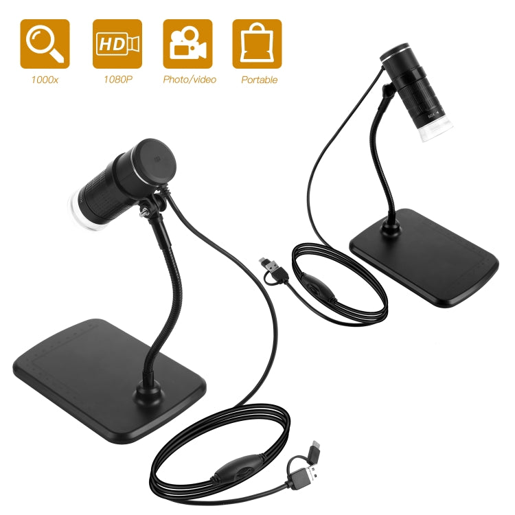 AN104 1000X 3 in 1 Digital Microscope with Helical Tube Bracket, AN104 50X-1000X