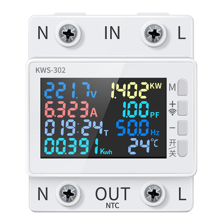 KWS-302 170-270V Multifunctional AC Digital Display Rail Voltage and Current Monitoring Meter, KWS-302