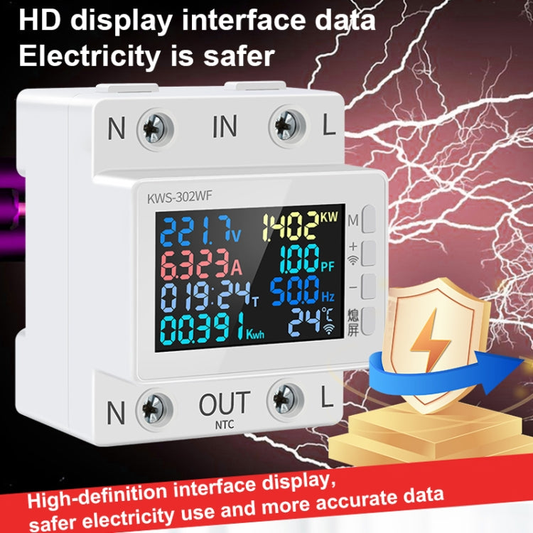 KWS-302 170-270V Multifunctional AC Digital Display Rail Voltage and Current Monitoring Meter, KWS-302
