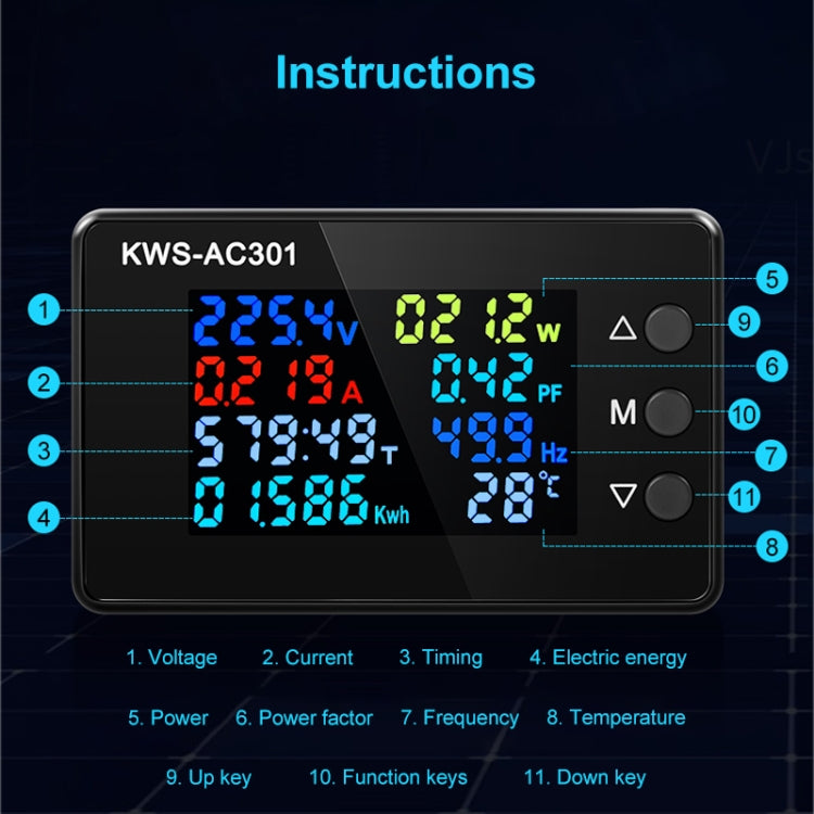 KWS-AC301-100A 50-300V AC Digital Current Voltmeter with Opening Transformer, KWS-AC301-100A with Opening Transformer