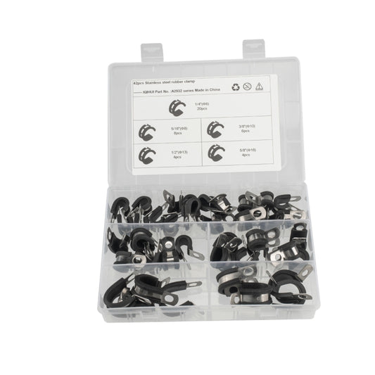 42 PCS Car Rubber Cushion Pipe Clamps Stainless Steel Clamps, 42 PCS