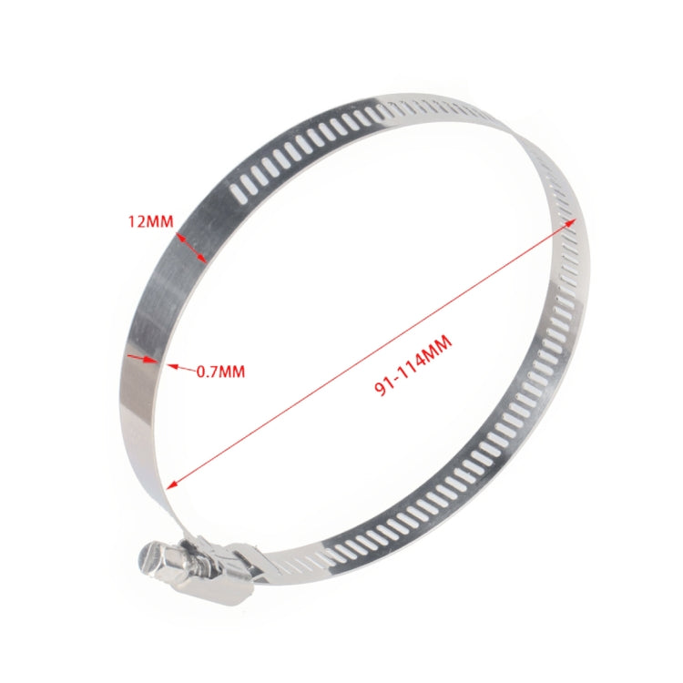 4 PCS Stainless Steel Hose Clamps Pipe Clip Fuel Line Clip, Size: 91-114mm, 4 PCS Size: 91-114mm