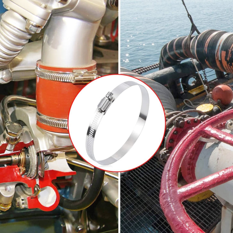 4 PCS Stainless Steel Hose Clamps Pipe Clip Fuel Line Clip, Size: 91-114mm, 4 PCS Size: 91-114mm