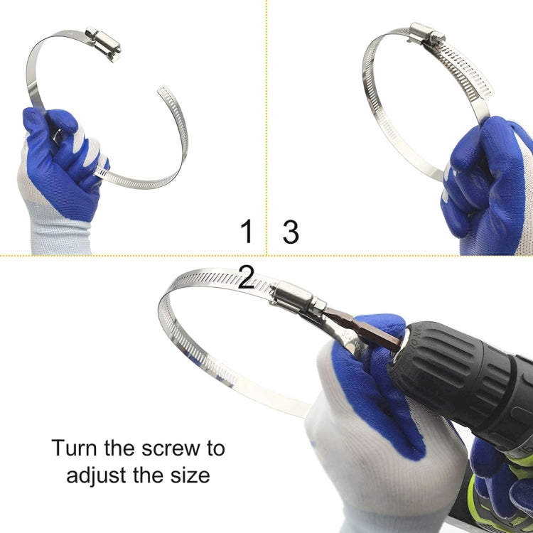 10 PCS Stainless Steel Hose Clamps Pipe Clip Fuel Line Clip, Size: 91-114mm, 10 PCS Size: 91-114mm