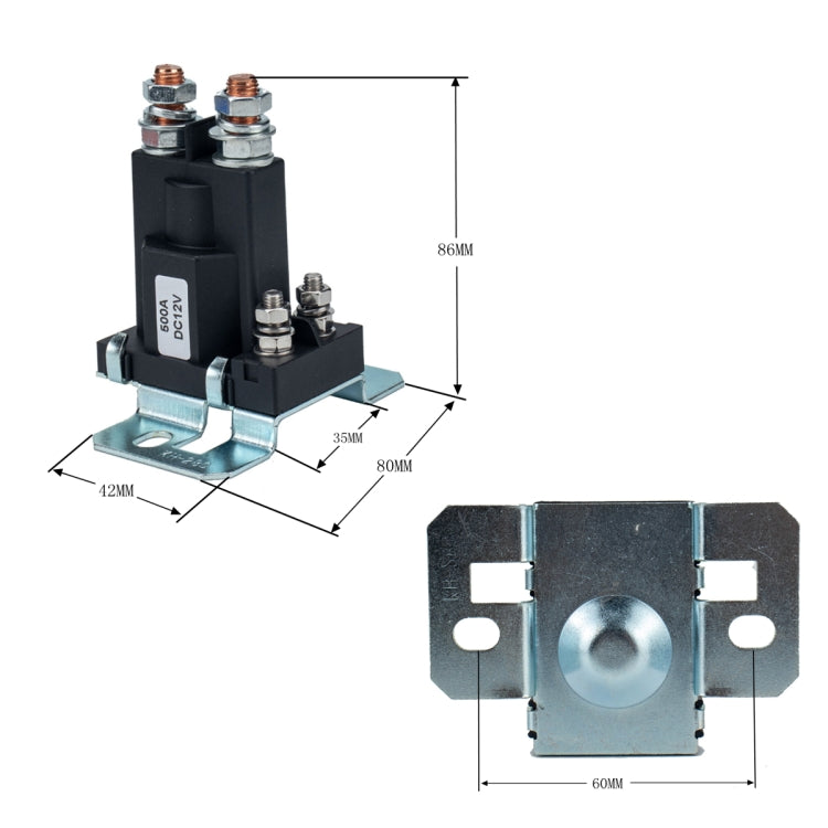 Car Modification Small Contact 12V / 500A Contact Dual Battery High Current DC Relay, 12V / 500A