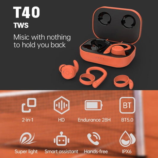 T&G T40 TWS IPX6 Waterproof Hanging Ear Wireless Bluetooth Earphones with Charging Box