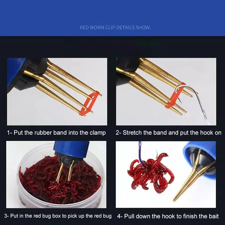 Red Worm Clip Hanging Bait Device Earthworm Live Bait Clip, 1pc