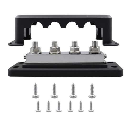 RV 600A High Current Busbar 4-way Straight M10 Wiring Studs, CP-4303-01, CP-4303-02