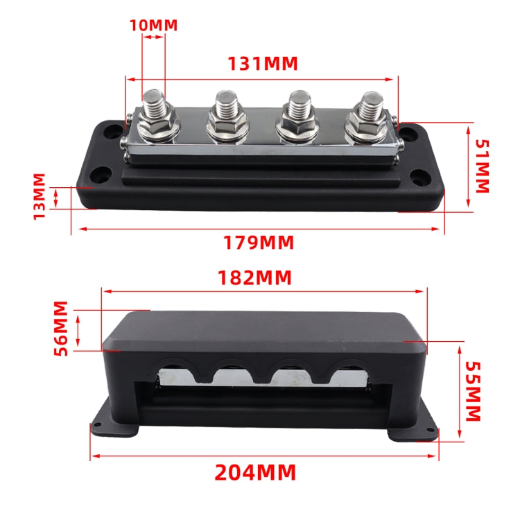 RV 600A High Current Busbar 4-way Straight M10 Wiring Studs, CP-4303-01, CP-4303-02