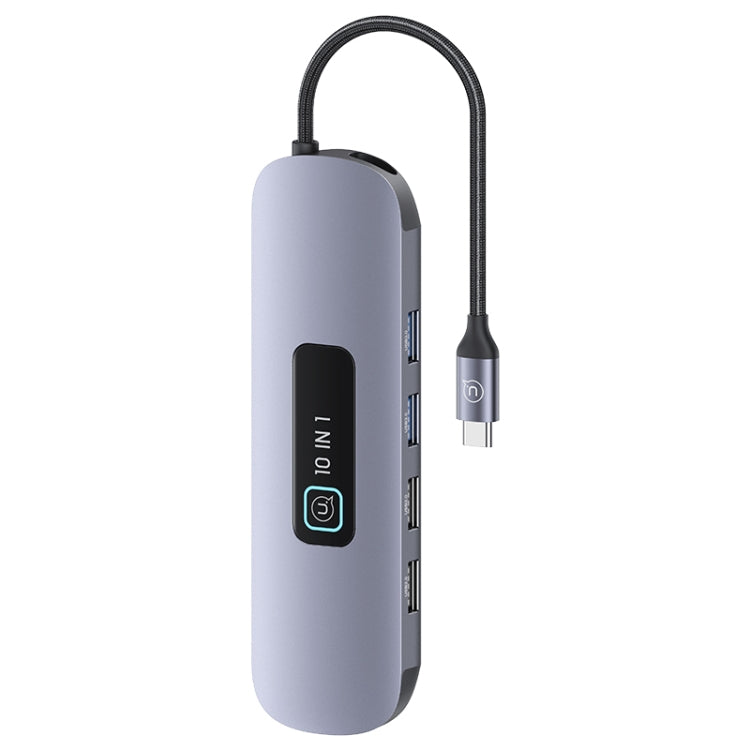 USAMS US-SJ644 PD100W 10 in 1 Aluminum Alloy Multifunctional Type-C HUB with Light, 10 in 1