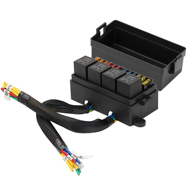 Car Modified 12 Slots Relay Fuse Box with Cable, 12V 5 Pin, 12V 4 Pin