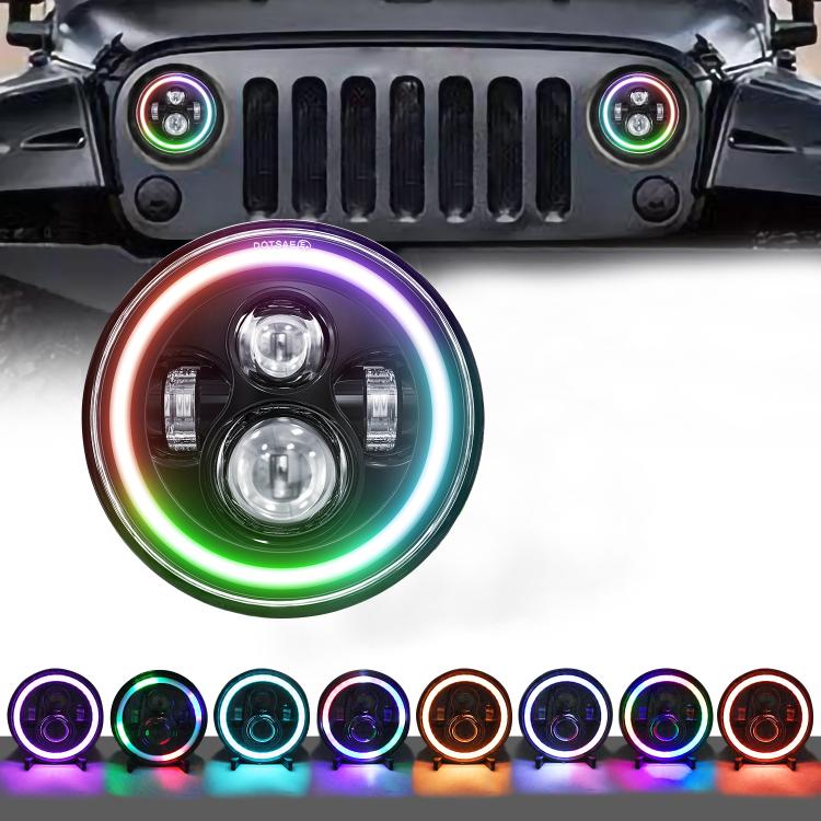 C0090 7 inch Car Colorful Round Angel Eye Headlight, C0090