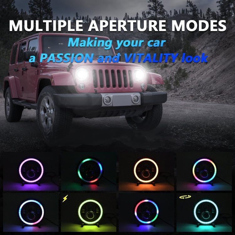 C0090 7 inch Car Colorful Round Angel Eye Headlight, C0090