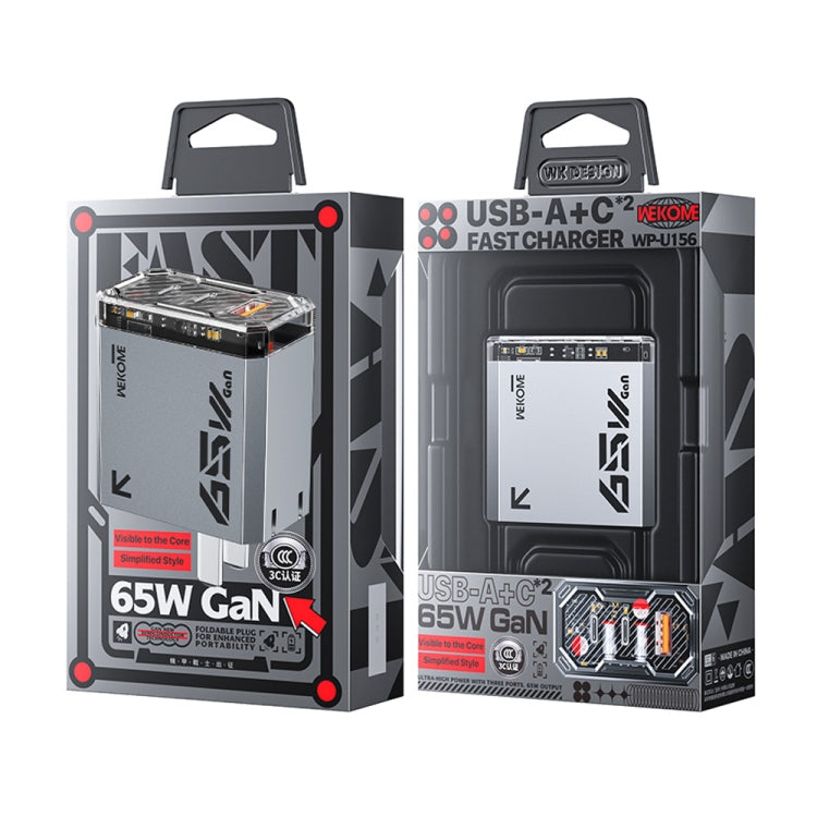 WK WP-U156 Pioneer Series 65W USB+Dual USB-C/Type-C GaN Charger, WP-U156
