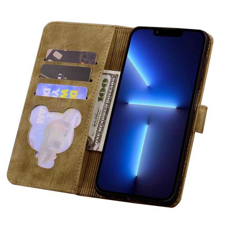 Cartoon Sakura Cat Embossed Leather Phone Case