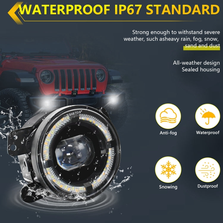 Y5 4 inch 1 Pair Light Guide Single Lens Fog Light, For Jeep Wrangler JK 2 Door 2007-2015