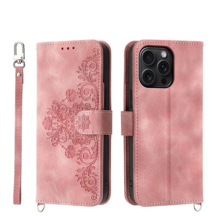 Skin-feel Flowers Embossed Wallet Leather Phone Case