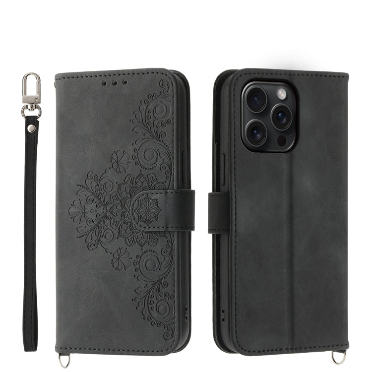 Skin-feel Flowers Embossed Wallet Leather Phone Case