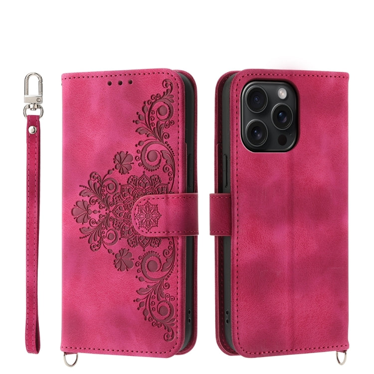 Skin-feel Flowers Embossed Wallet Leather Phone Case