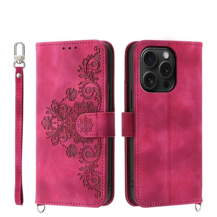 Skin-feel Flowers Embossed Wallet Leather Phone Case
