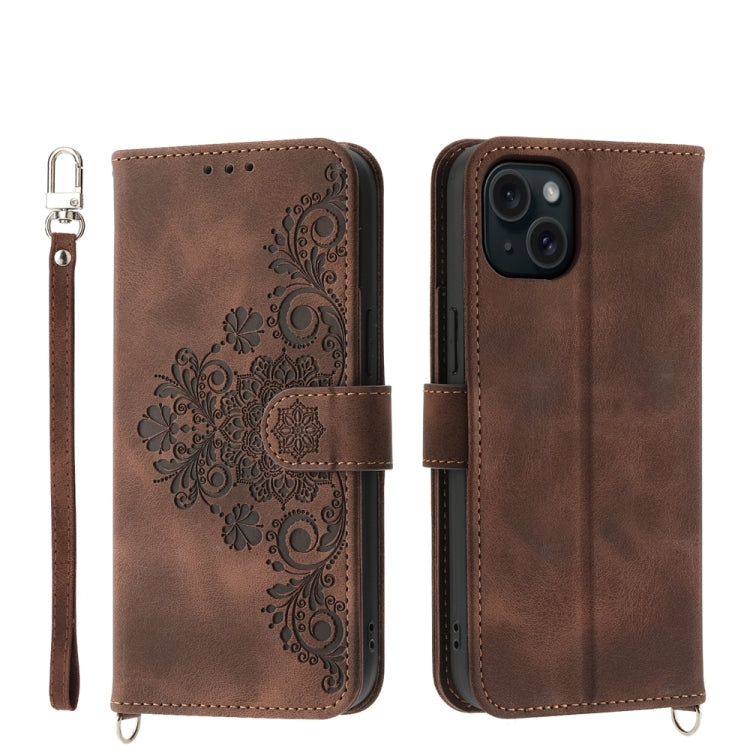 Skin-feel Flowers Embossed Wallet Leather Phone Case