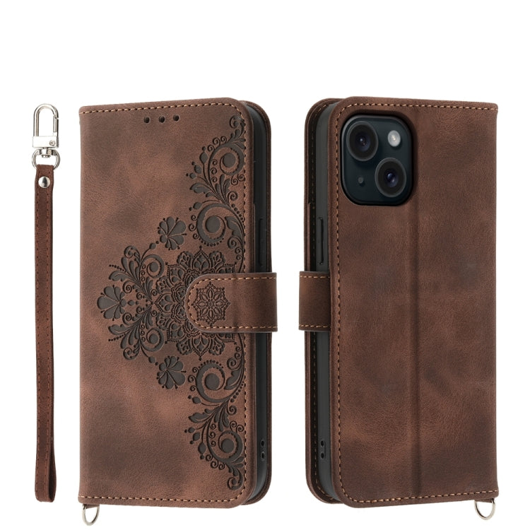 Skin-feel Flowers Embossed Wallet Leather Phone Case