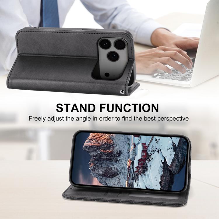 Cubic Grid Calf Texture Magnetic Leather Phone Case