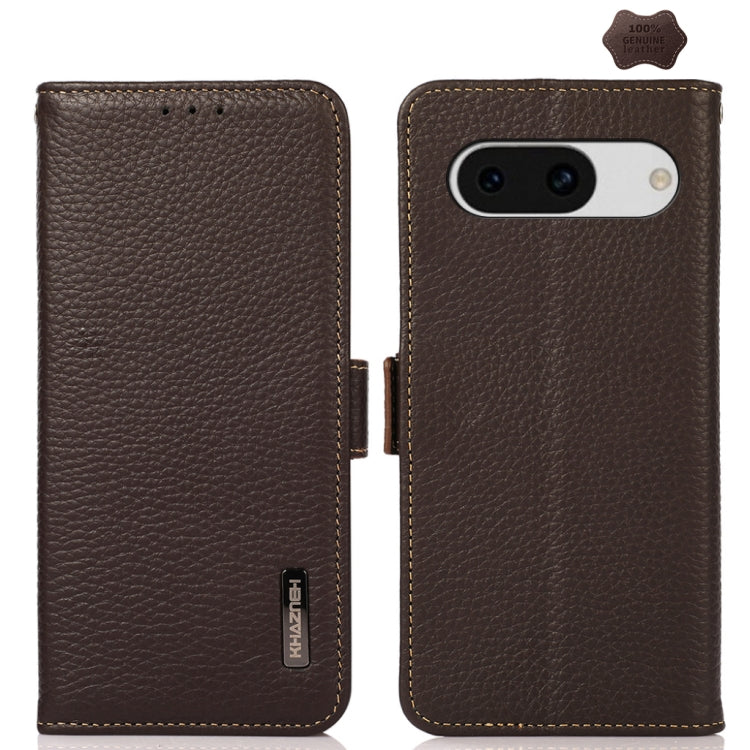 KHAZNEH Side-Magnetic Litchi Genuine Leather RFID Phone Case, For Google Pixel 11 Pro XL, For Google Pixel 11 Pro / 11, For Google Pixel 10a, For Google Pixel 9a, For Google Pixel 9 Pro, For Google Pixel 9, For Google Pixel 8a