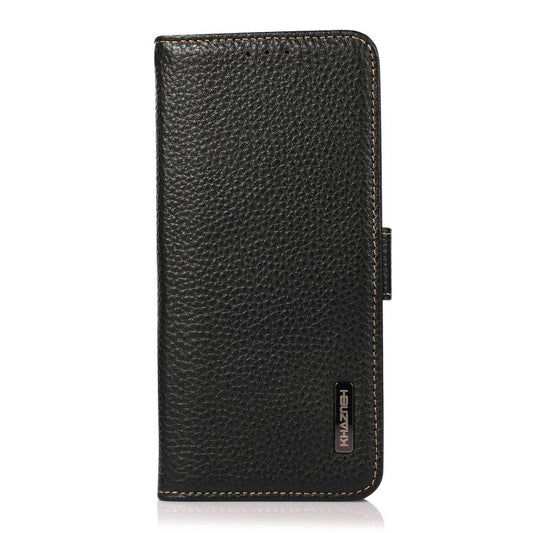 KHAZNEH Side-Magnetic Litchi Genuine Leather RFID Phone Case, For Google Pixel 11 Pro XL, For Google Pixel 11 Pro, For Google Pixel 11, For Google Pixel 10a, For Google Pixel 9a, For Google Pixel 9 Pro, For Google Pixel 9, For Google Pixel 8a