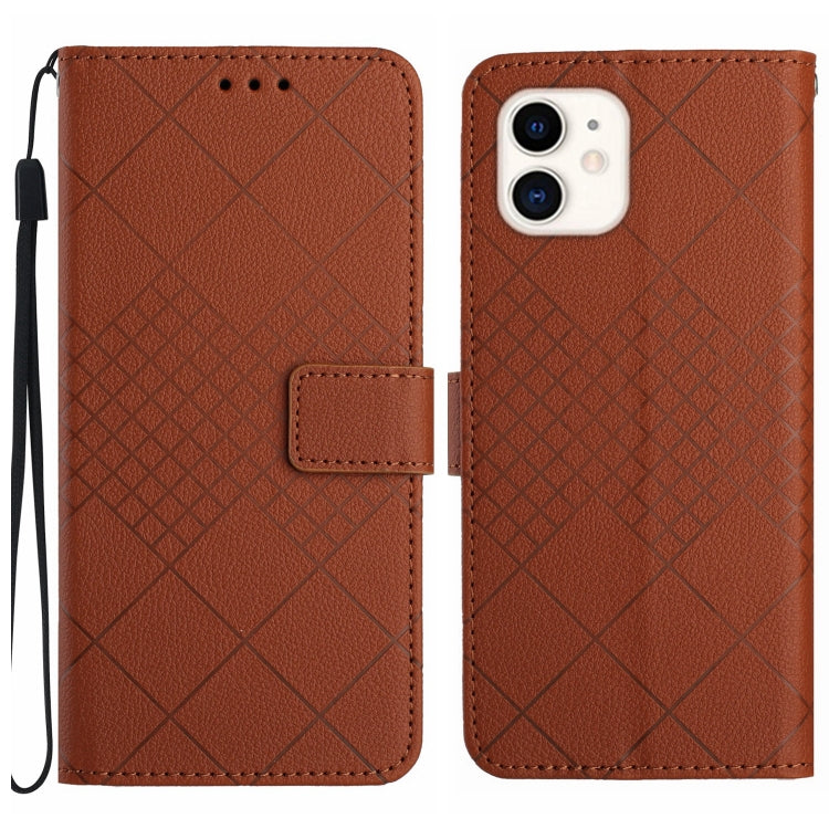 Rhombic Grid Texture Leather Phone Case