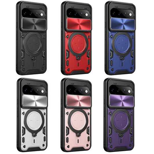CD Texture Sliding Camshield Magnetic Holder Phone Case, For Google Pixel 11 Pro XL, For Google Pixel 10a, For Google Pixel 9 Pro XL, For Google Pixel 9 / 9 Pro, For Google Pixel 8a, For Google Pixel 8 Pro 5G, For Google Pixel 8 5G